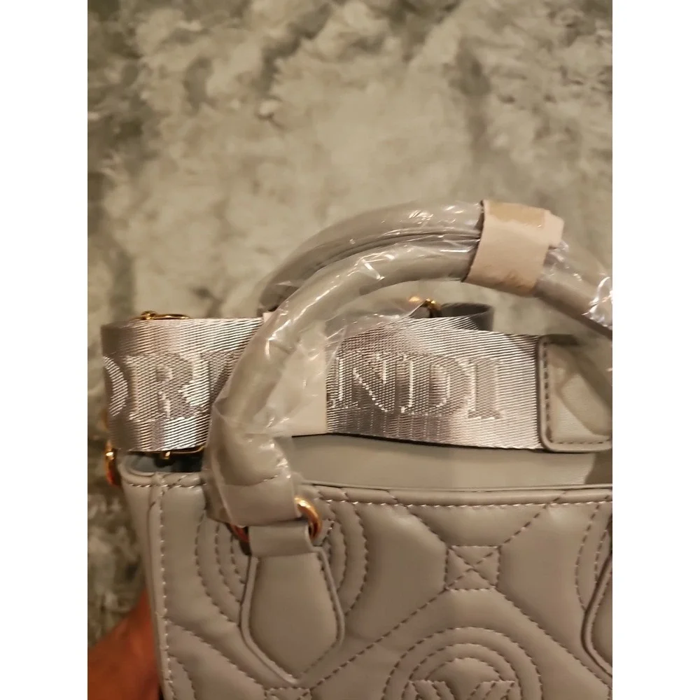 Valentino Orlandi Light Grey Quilted Monogram Handbag Crossbody‎  - MSRP 259.00